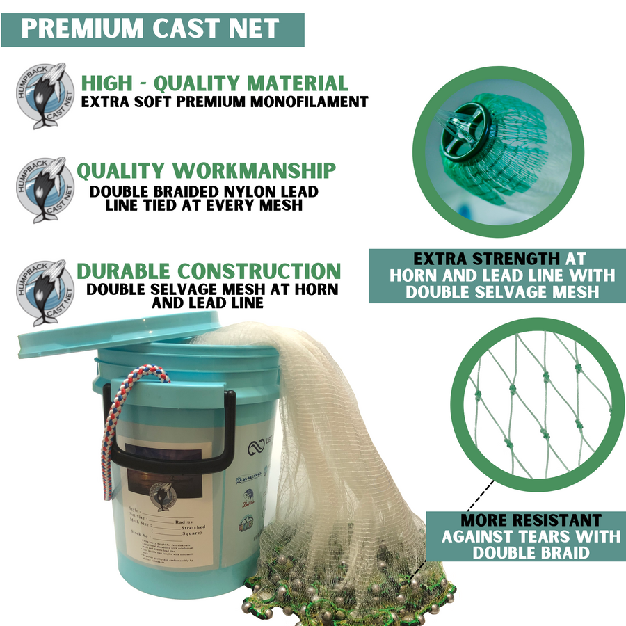 HUMPBACK BAIT CAST NET 8  Ft- 3/8" MESH